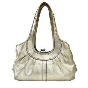 Coach Metallic Silver Leather Shoulder Bag